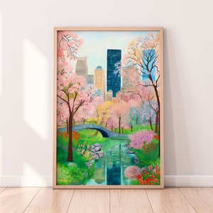 New York Central Park Illustration,  New York art print, NYC spring