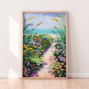 California Beach Illustration, California Landscape, Colorful travel art, Digital Download