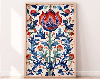 Ottoman Floral Wall Art: Traditional Turkish Design (Digital Download)
