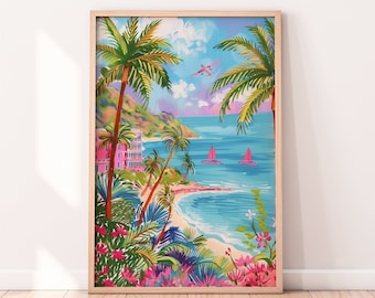 Coastal Printable Art, Living Room Decor, Summer Beach Digital Print