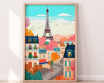 Paris Print, Eiffel Tower, Paris Print, France Wall Art, Paris Cityscape, Paris Art, Printable Art, Europe Print, Travel Gift