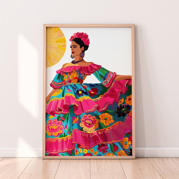 Chiapas Woman Illustration Print, Mexican Wall Art, Hispanic Art, Folklore Art, Hispanic Heritage Month, Latin American Portrait