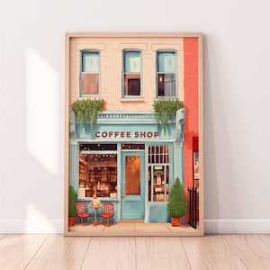 New York Coffee Shop Illustration: Cafe Art Print (Digital Download)