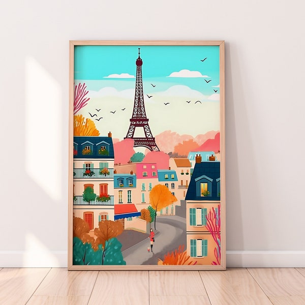 Paris Print, Eiffel Tower, Paris Print, France Wall Art, Paris Cityscape, Paris Art, Printable Art, Europe Print, Travel Gift