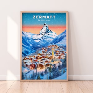 Schweiz Illustration, Printable Digital, Schweiz Schnee Kunst, Schweiz Zermatt, Schweiz Reise