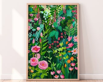 Botanical Painting, Floral Art Print, Colorful Wall Art, Digital Download