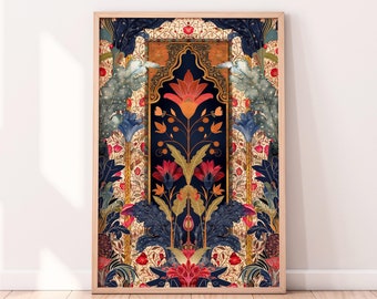 Mughal Floral Art Print: Persian Folk Art (Digital Download)