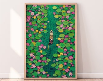 Water Lily Pads Wall Art, Water Lilies, Colorful Art