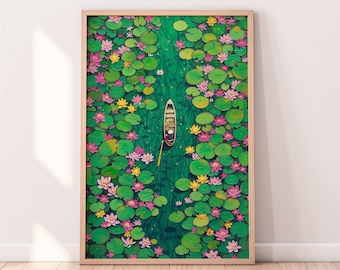 Water Lily Pads Wall Art, Water Lilies, Colorful Art