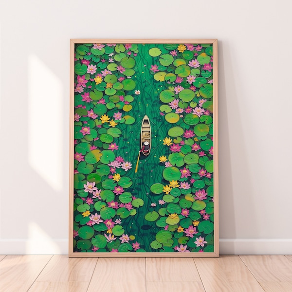 Water Lily Pads Wall Art, Water Lilies, Colorful Art