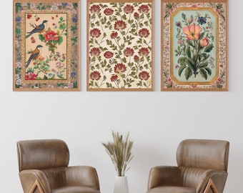 Vintage Indian Floral Prints Set: Antique Botanical Gallery Wall (Digital Download)