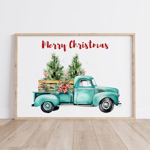 Merry Christmas Printable Wall Art, Farmhouse Christmas Prints, Christmas gift ideas, Festive home decor, Handmade holiday decoration image 1