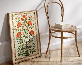 Vintage Mughal Floral Art Print: Bohemian Home Decor (Digital Download)