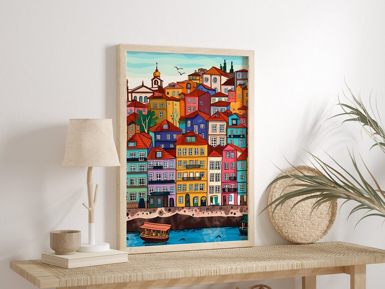Porto Portugal Travel Poster: Colorful Cityscape Art Print (Digital Download) image 8