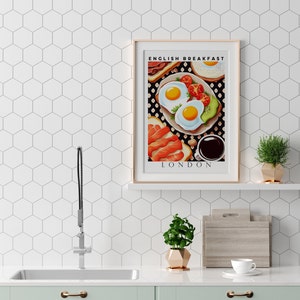 Cartel de desayuno inglés, impresión de comida, descarga digital, cartel de exposición, arte pop, arte alimentario, decoración de cocina, regalo de inauguración de la casa, cartel de cocina imagen 3
