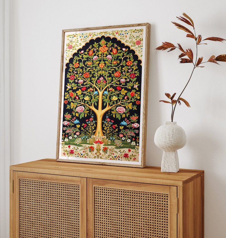 Pichwai Tree of Life Art Print: Indian Floral Painting (digital ...