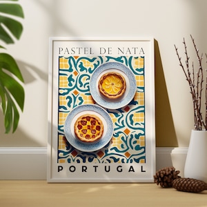 Cartel de Pastel De Nata, Pasteis de Nata Art Print, Postre portugués, Pastelería portuguesa, Tarta portuguesa, Impresión de arte de cocina, Impresión de tarta de natillas imagen 7
