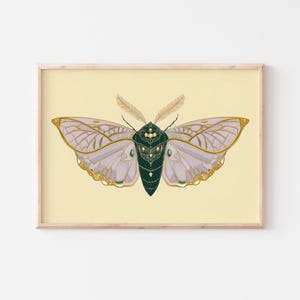 Elegant Moth Art Print - Botanical Insect Illustration for Home Decor, Digital Download Wall Art