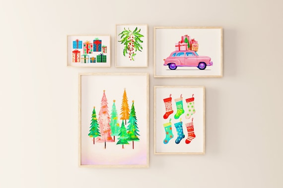 Colorful Christmas Print Set: Holiday Home Decor (Digital Download)