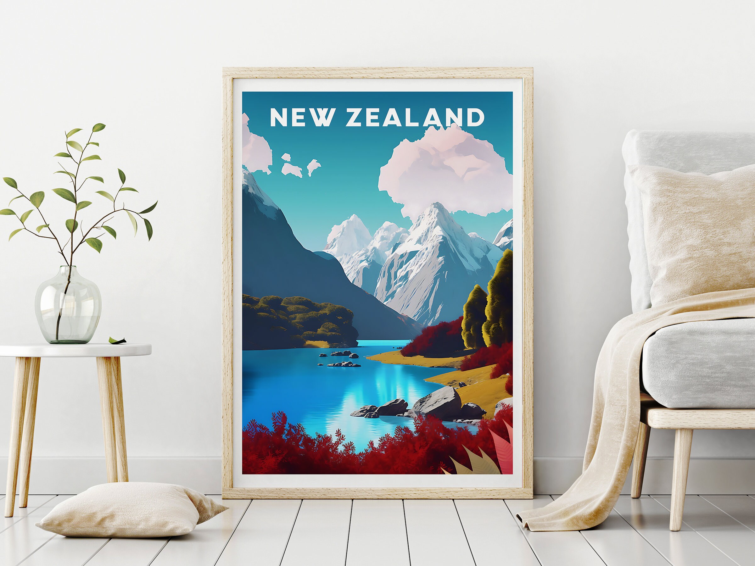 New Zealand Poster New Zealand Wall Art Travel Wall Art Etsy