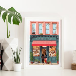 Plakat artystyczny „New York Coffee Shop”: Kolorowy plakat kawiarniany (pobranie cyfrowe) zdjęcie 5