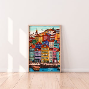 Porto Portugal Travel Poster: Colorful Cityscape Art Print (Digital Download) image 4