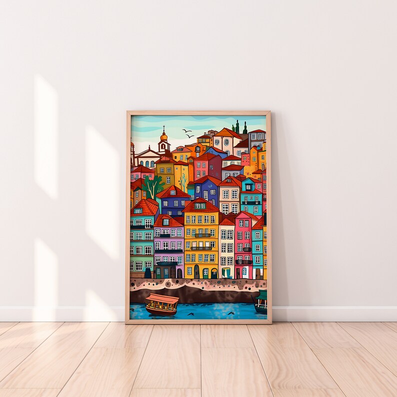 Porto Portugal Travel Poster: Colorful Cityscape Art Print (Digital Download) image 4