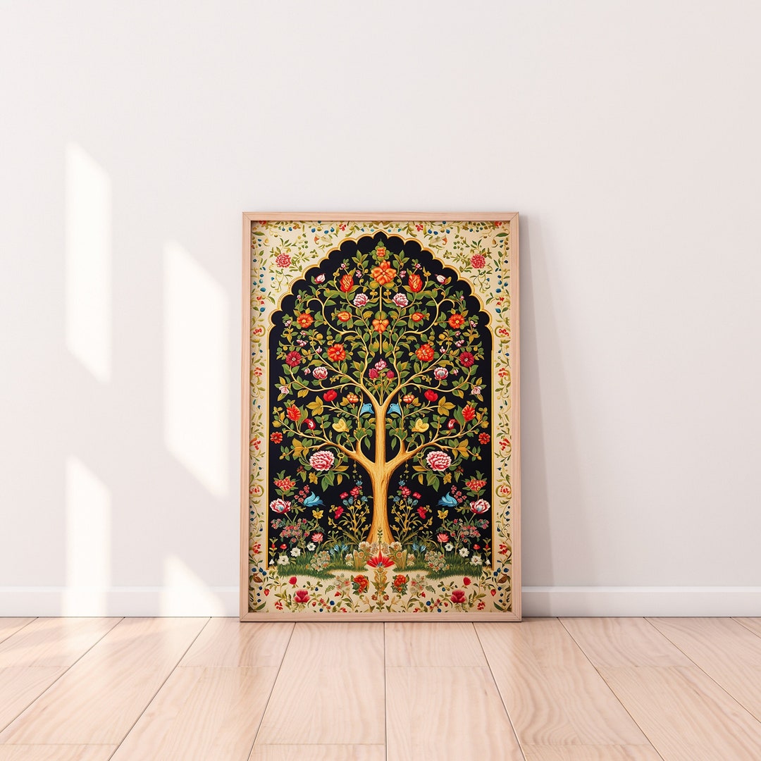 Pichwai Tree of Life Art Print: Indian Floral Painting (digital ...