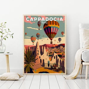 Capadocia, impresión de viaje de Capadocia, arte de Capadocia, cartel de Capadocia, impresión de Capadocia, Capadocia Turquía, impresión de arte, decoración del hogar, arte de pared