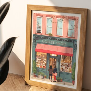 Plakat artystyczny „New York Coffee Shop”: Kolorowy plakat kawiarniany (pobranie cyfrowe) zdjęcie 7
