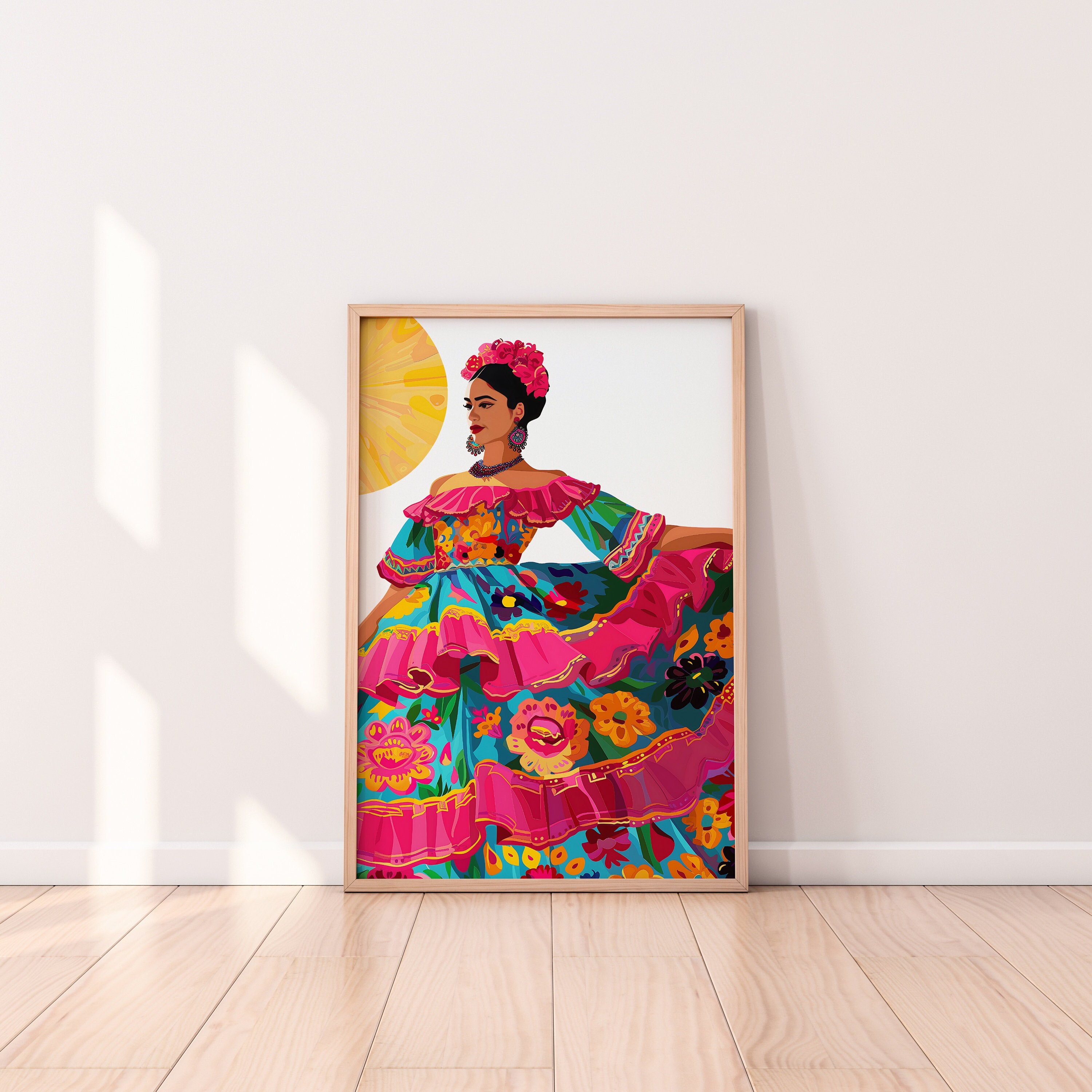 Chiapas Woman Illustration Print, Mexican Wall Art, Hispanic Art, Folklore Art, Hispanic Heritage Month, Latin American Portrait