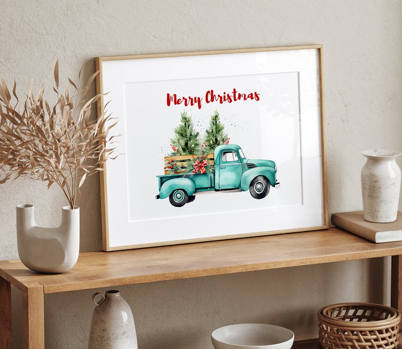 Joyeux Noël Art mural imprimable, Impressions de Noël de ferme, idées de cadeaux de Noël, décoration de maison festive, décoration de vacances faite à la main image 4