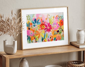 Gouache Floral Print: Abstract Botanical Wall Art (Digital Download)