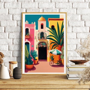 Mexico illustration poster, wall decor, Printable wall art, Mexico travel poster, Colorful Art, Living room decoration, Digital DOWNLOAD