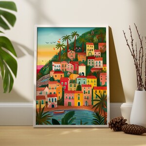 Positano illustration Set of 2, Amalfi Coast, Italy art, Art print, Wall Art, Travel illustration, Housewarming gift, Anniversary image 7