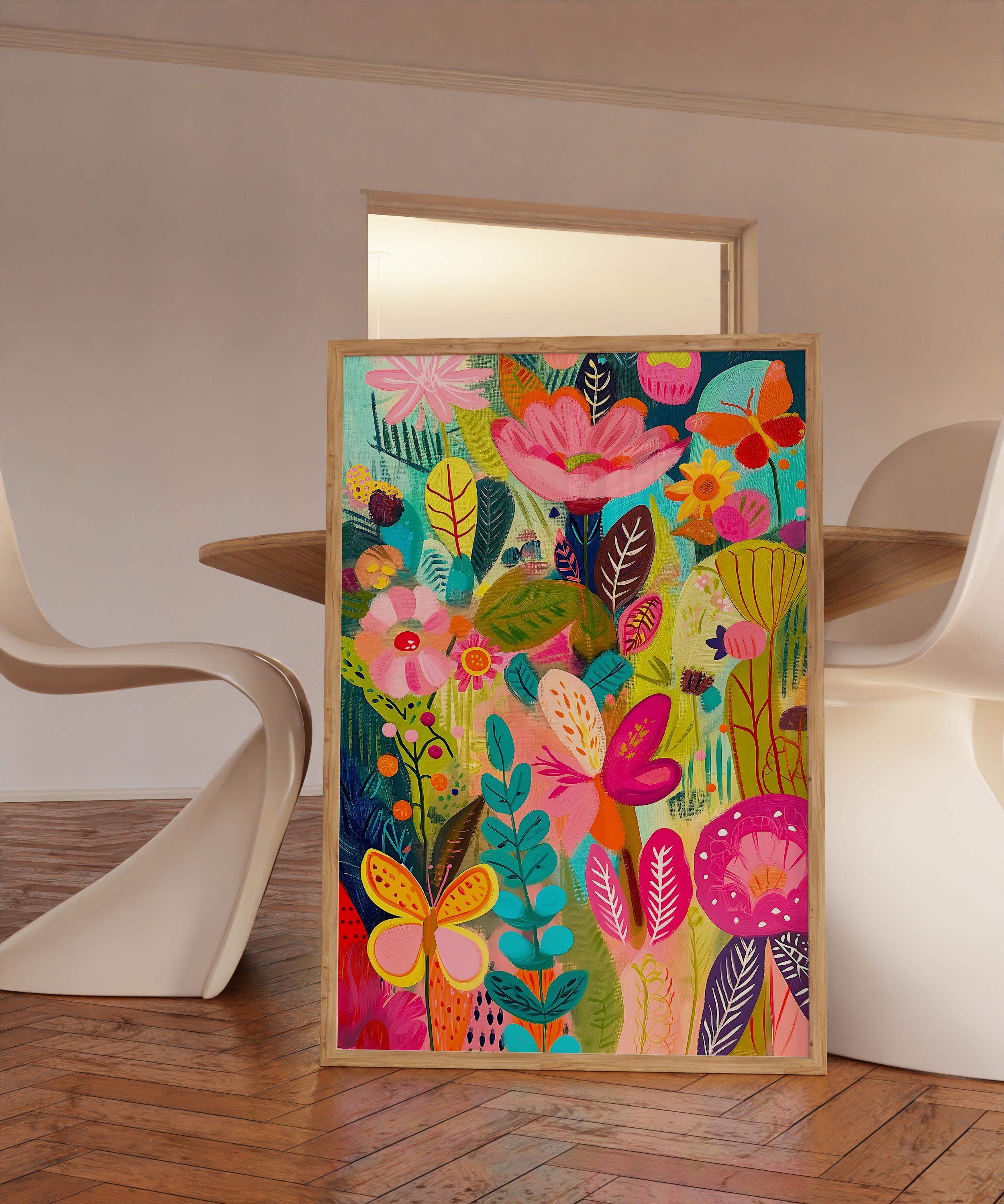 Colorful Floral Abstract Art Print: Maximalist Home Decor (digital ...