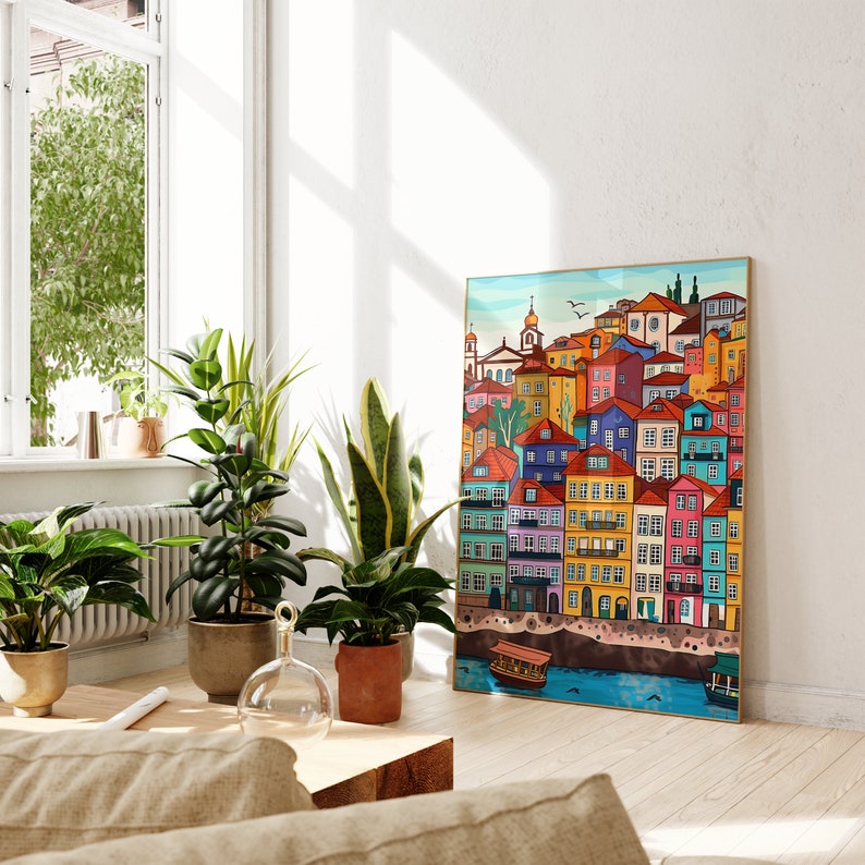 Porto Portugal Travel Poster: Colorful Cityscape Art Print (Digital Download) image 2