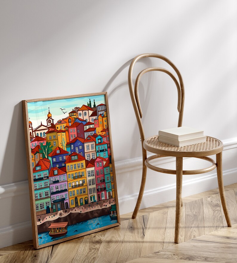 Porto Portugal Travel Poster: Colorful Cityscape Art Print (Digital Download) image 6