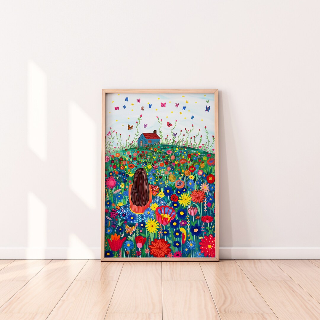 Wildflower Meadow Printable, Joyful Wall Art, Summer Fun Art, Nursery