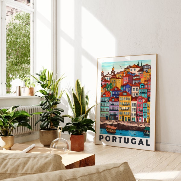 Portugal Travel illustration, Portugal Travel Poster of 2 Versions, Travel illustration, Art Print, Porto Travel, Anniversary