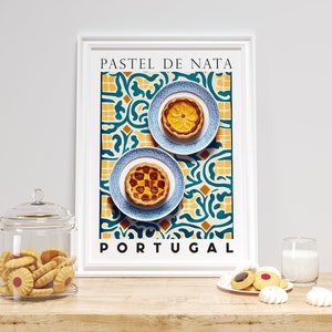 Cartel de Pastel De Nata, Pasteis de Nata Art Print, Postre portugués, Pastelería portuguesa, Tarta portuguesa, Impresión de arte de cocina, Impresión de tarta de natillas imagen 5
