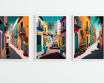 Mexico Street Art Print Set: Colorful Travel Wall Decor (Digital Download)