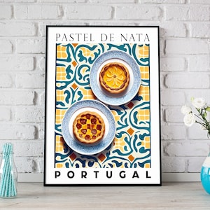 Cartel de Pastel De Nata, Pasteis de Nata Art Print, Postre portugués, Pastelería portuguesa, Tarta portuguesa, Impresión de arte de cocina, Impresión de tarta de natillas imagen 6