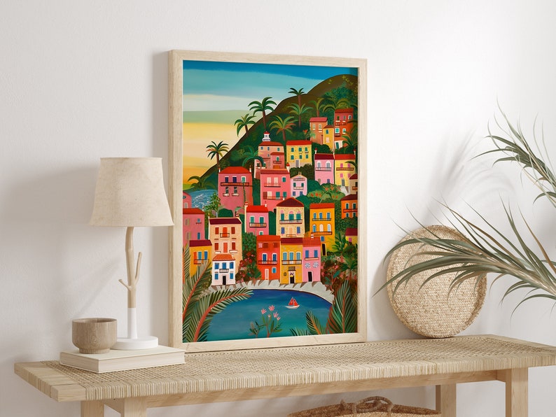 Positano illustration Set of 2, Amalfi Coast, Italy art, Art print, Wall Art, Travel illustration, Housewarming gift, Anniversary image 6