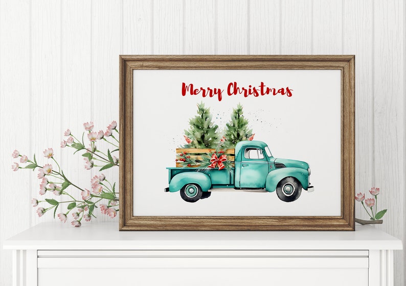 Merry Christmas Printable Wall Art, Farmhouse Christmas Prints, Christmas gift ideas, Festive home decor, Handmade holiday decoration image 5