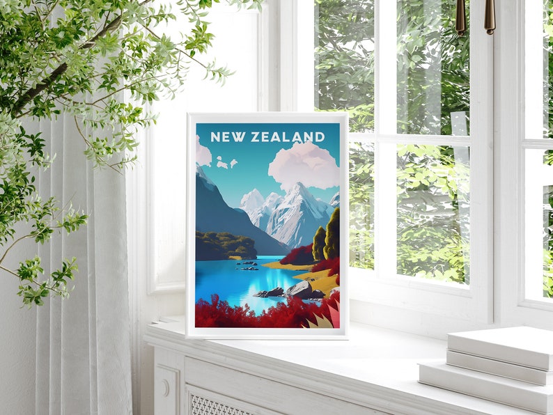 New Zealand Poster New Zealand Wall Art Travel Wall Art Etsy
