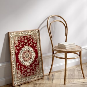 Traditional Turkish Carpet Motif - Vintage Red Rug Pattern Digital ...