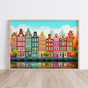 Amsterdam The Netherlands Wall Art, Traveller Gift Art Lovers, Netherland print, Modern Travel Art, Bedroom Living Room Poster