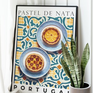 Cartel de Pastel De Nata, Pasteis de Nata Art Print, Postre portugués, Pastelería portuguesa, Tarta portuguesa, Impresión de arte de cocina, Impresión de tarta de natillas imagen 4