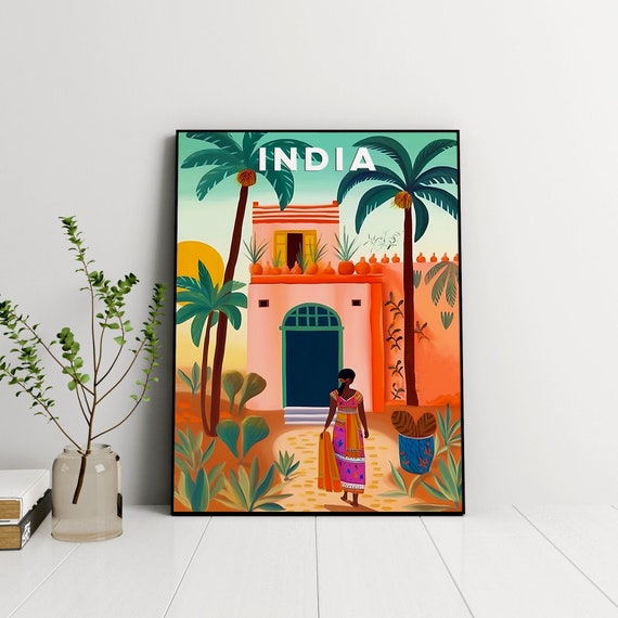 India Travel Illustration: Colorful India Art Print (Digital Download)